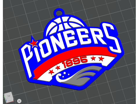 CBA Tianjin Pioneers chaveiro em cores para impressão e renderização Modelo de Impressão 3D