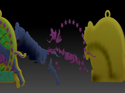 Distintivo portachiavi CBA Xinjiang Flying Tigers stampabile e renderizzabile a colori Modello di stampa 3D