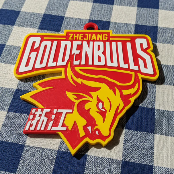 CBA Zhejiang Golden Bulls keychain badge color printable and renderable 3D Print Model .c4d .max .obj .3ds .fbx .stl .blend 