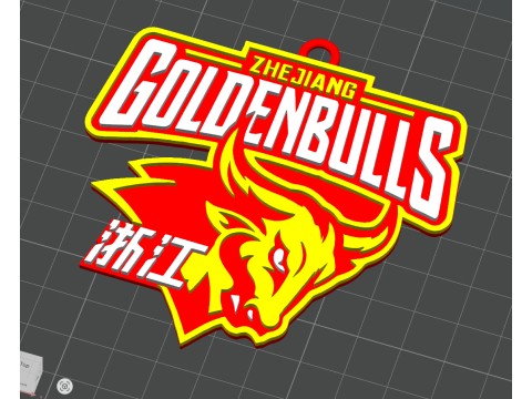 Цвет значка на брелке CBA Zhejiang Golden Bulls с возможностью печати и визуализации 3D Принт Модель