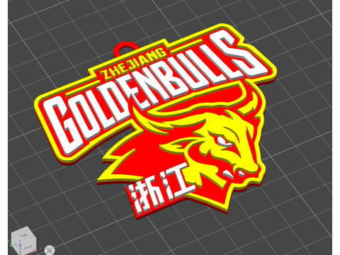 Цвет значка на брелке CBA Zhejiang Golden Bulls с возможностью печати и визуализации 3D Принт Модель