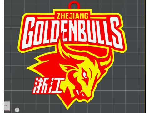 Цвет значка на брелке CBA Zhejiang Golden Bulls с возможностью печати и визуализации 3D Принт Модель