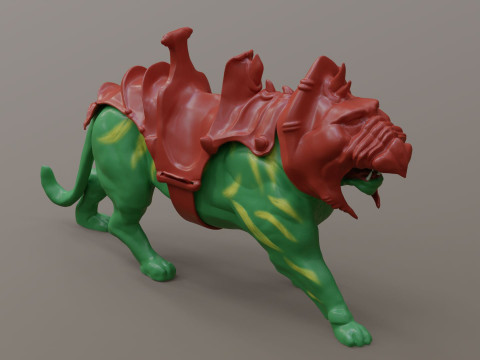 High-quality Battle Cat Cringer fan art from MOTU 1982 version 3D Print Model