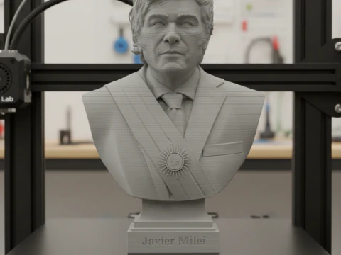 Javier Milei bust printable and renderable 3D Print Model