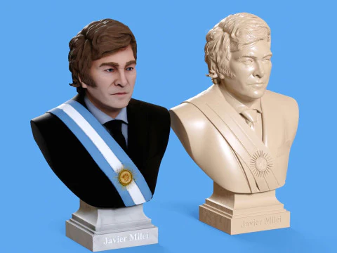 Javier Milei bust printable and renderable 3D Print Model