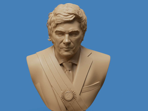 Javier Milei buste afdrukbaar en renderbaar 3D printmodel