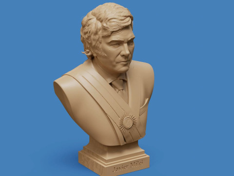 Javier Milei buste afdrukbaar en renderbaar 3D printmodel