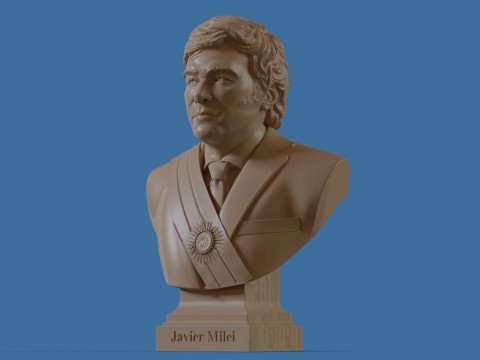Javier Milei buste afdrukbaar en renderbaar 3D printmodel