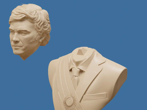 Javier Milei bust printable and renderable 3D Print Model