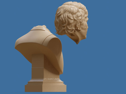 Javier Milei buste afdrukbaar en renderbaar 3D printmodel