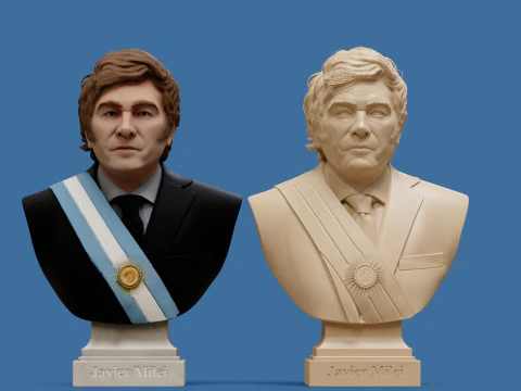 Javier Milei bust printable and renderable 3D Print Model