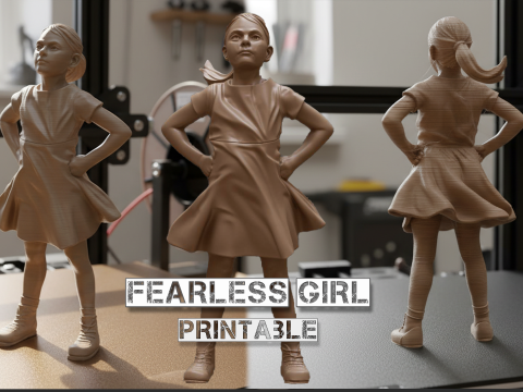 Onverschrokken meisje afdrukbaar en renderbaar 3D printmodel
