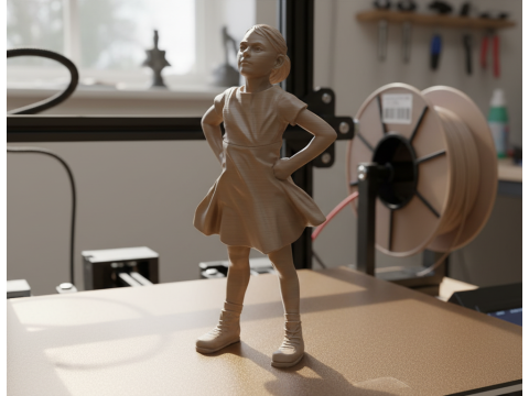 Бесстрашная девушка Для печати и визуализации 3D Принт Модель