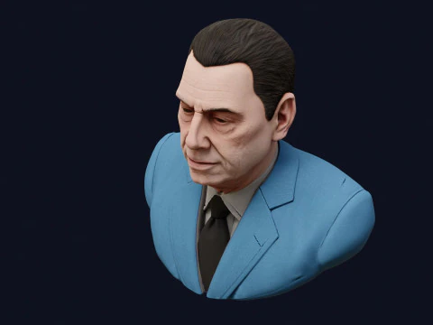 Juan Domingo Peron High Quality Renderable PBR Bust 3D Model