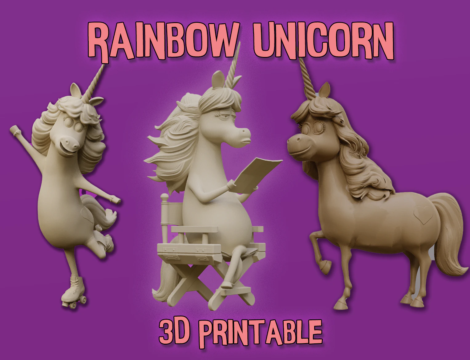 Rainbow Unicorn from Inside Out Printable 3D Print Model .c4d .max .obj .3ds .fbx .stl .blend 