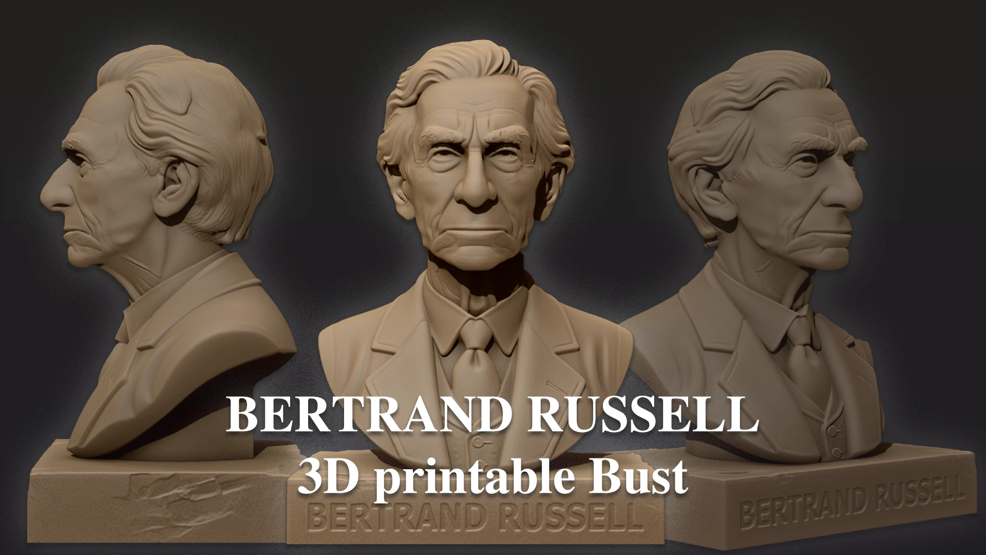 BERTRAND RUSSELL printable bust 3D Print Model .c4d .max .obj .3ds .fbx .stl .blend 