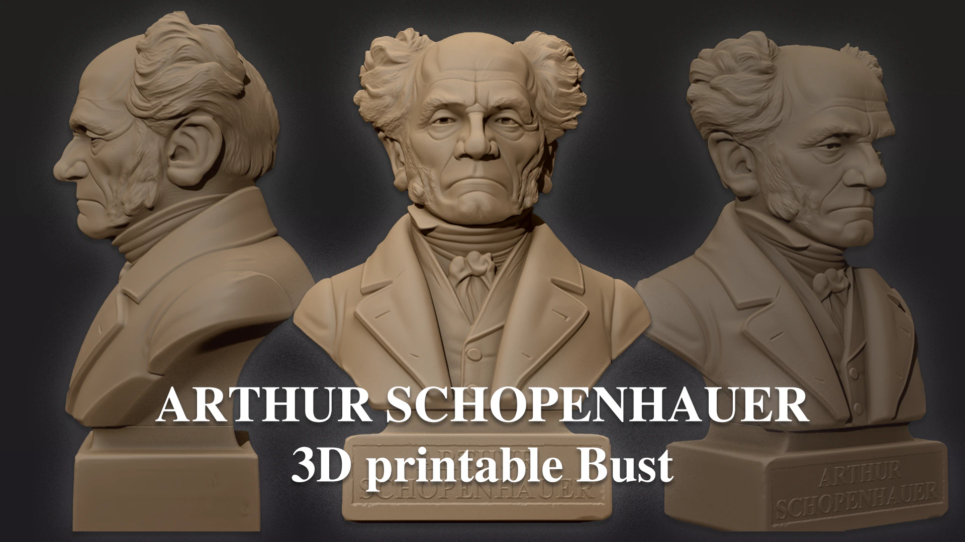Arthur Schopenhauer printable bust 3D Print Model .c4d .max .obj .3ds .fbx .stl .blend 