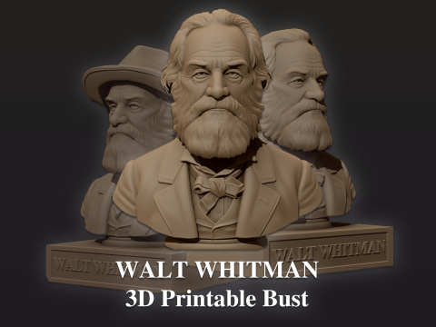 Busto imprimible de Walt Whitman Modelo de impresión 3D