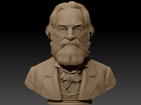 Walt Whitman printable bust 3D Print Model
