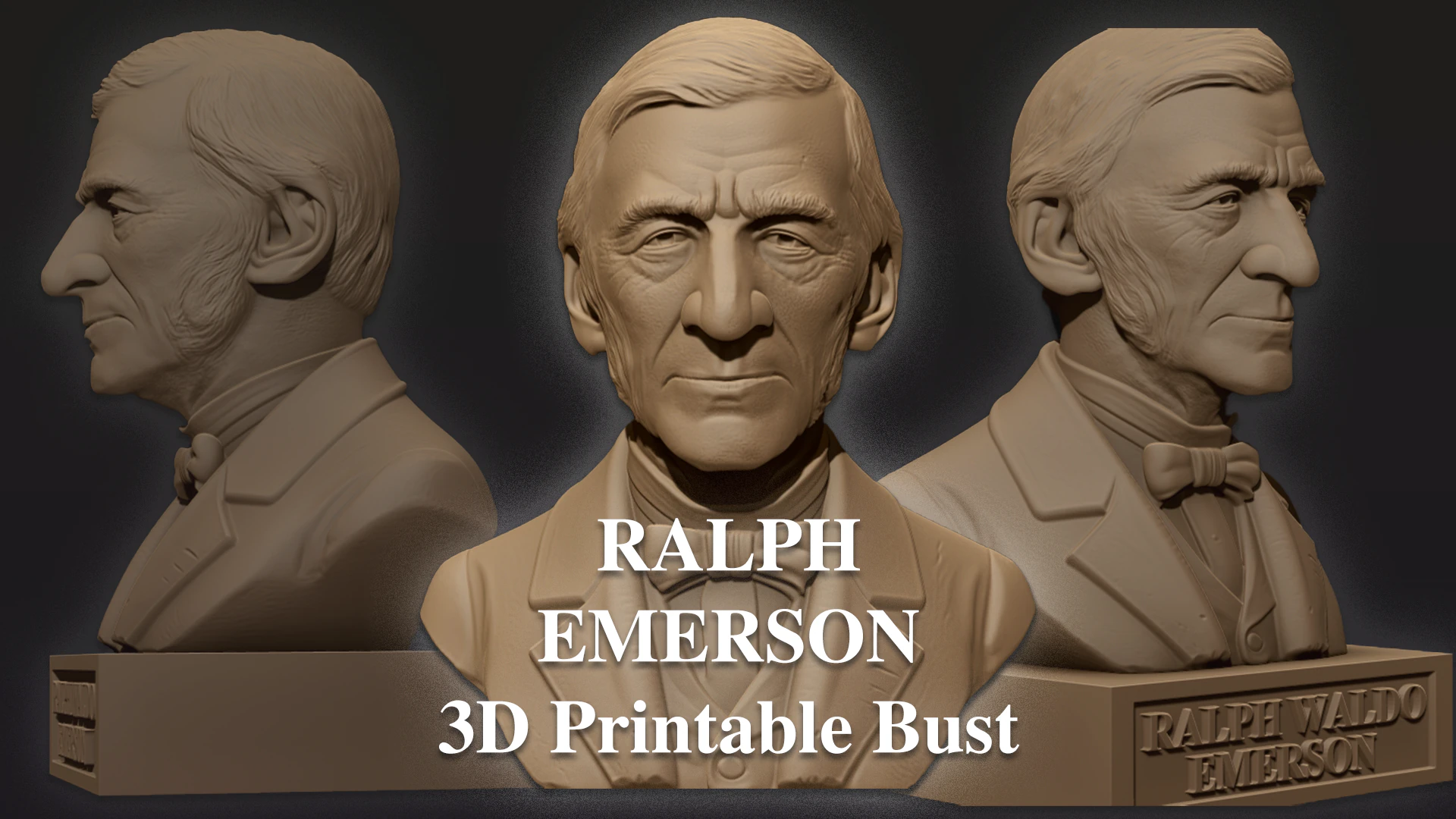 Ralph Waldo Emerson printable bust 3D Print Model .c4d .max .obj .3ds .fbx .stl .blend