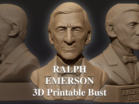 Buste imprimable de Ralph Waldo Emerson Modèles 3D en vedette