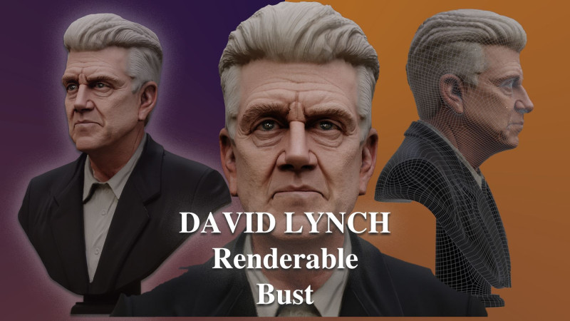 DAVID LYNCH renderable bust 3D Model .c4d .max .obj .3ds .fbx .stl .blend