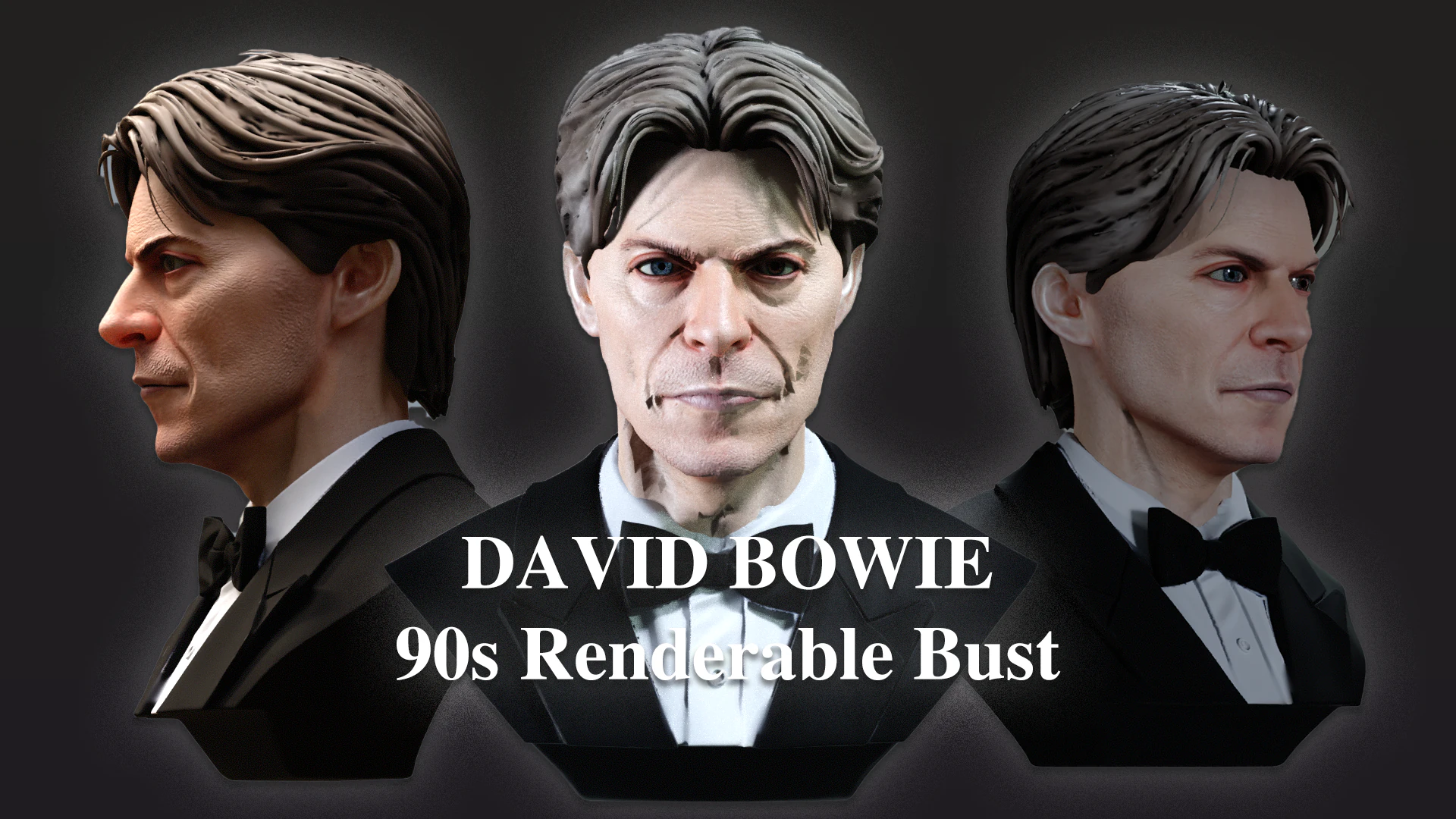 Busto renderizzabile di DAVID BOWIE anni '90 Modello 3D .c4d .max .obj .3ds .fbx .stl .blend 