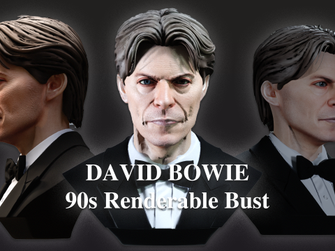 DAVID BOWIE 90er-Jahre-Renderbare B&uuml;ste 3D Modell