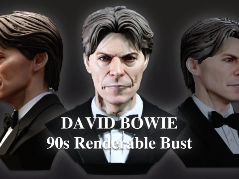 Busto renderiz&aacute;vel de DAVID BOWIE dos anos 90 Modelo 3D