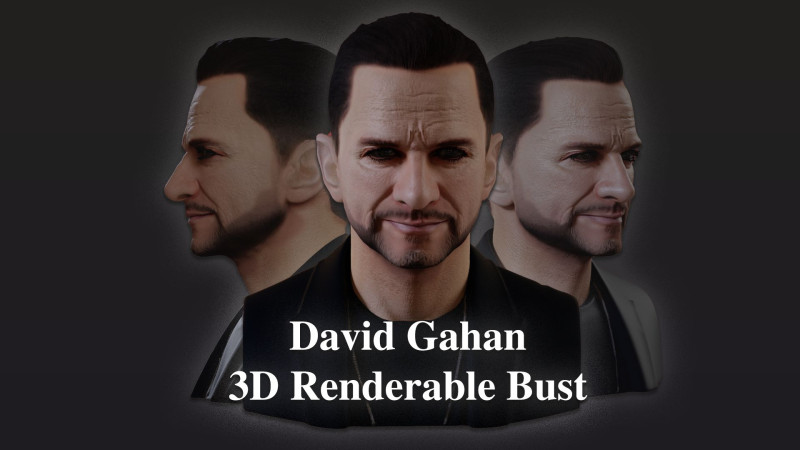 David Gahan renderable bust 3D Model .c4d .max .obj .3ds .fbx .stl .blend 