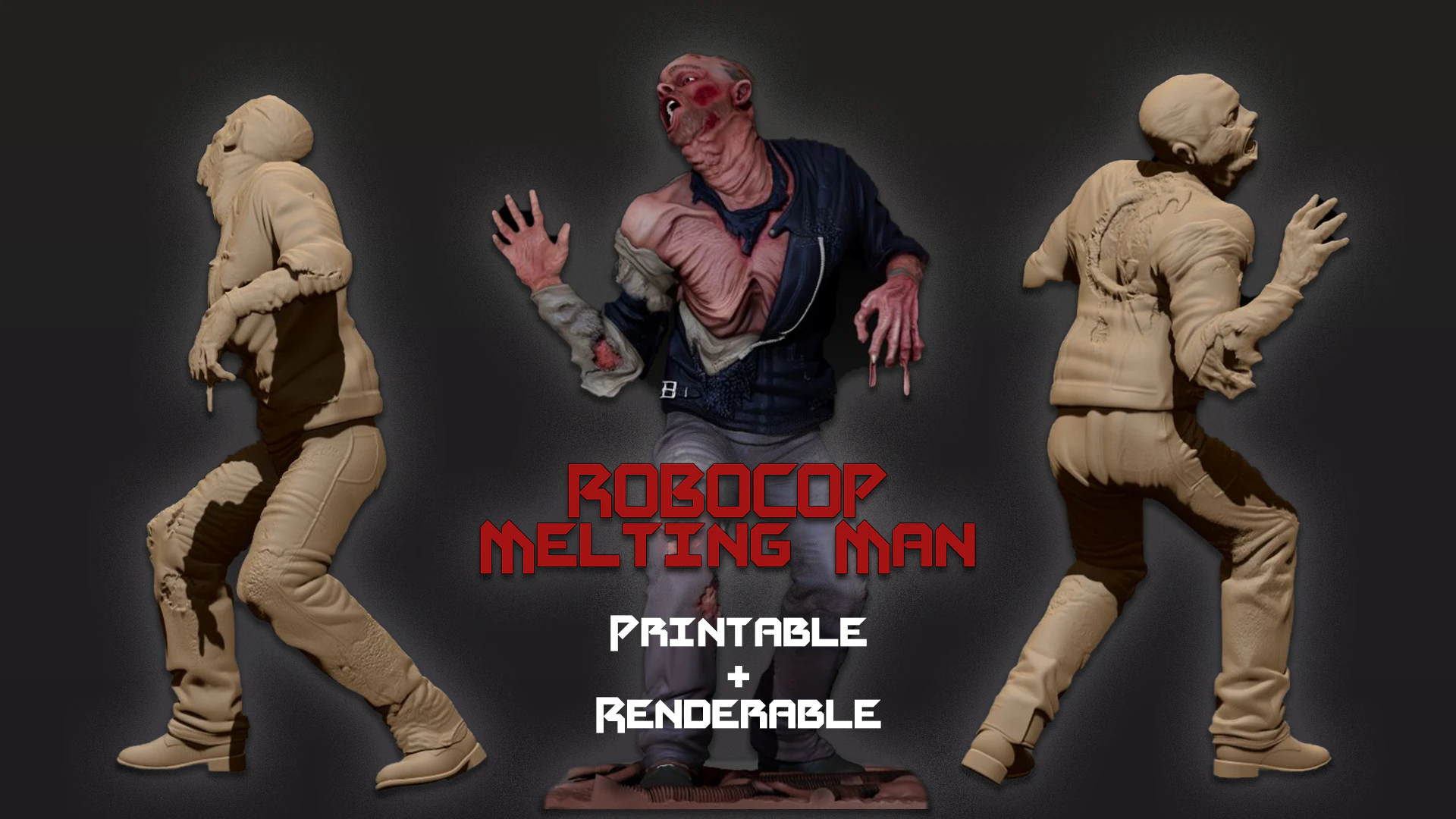 ROBOCOP Melting Man Printable and Renderable 3D Print Model .c4d .max .obj .3ds .fbx .stl .blend 