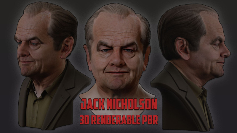 JACK NICHOLSON real time renderable bust 3D Model .c4d .max .obj .3ds .fbx .stl .blend 
