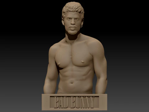 BAD BUNNY bust and keychain printable 3D Print Model