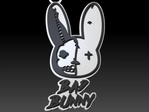 BAD BUNNY bust and keychain printable 3D Print Model