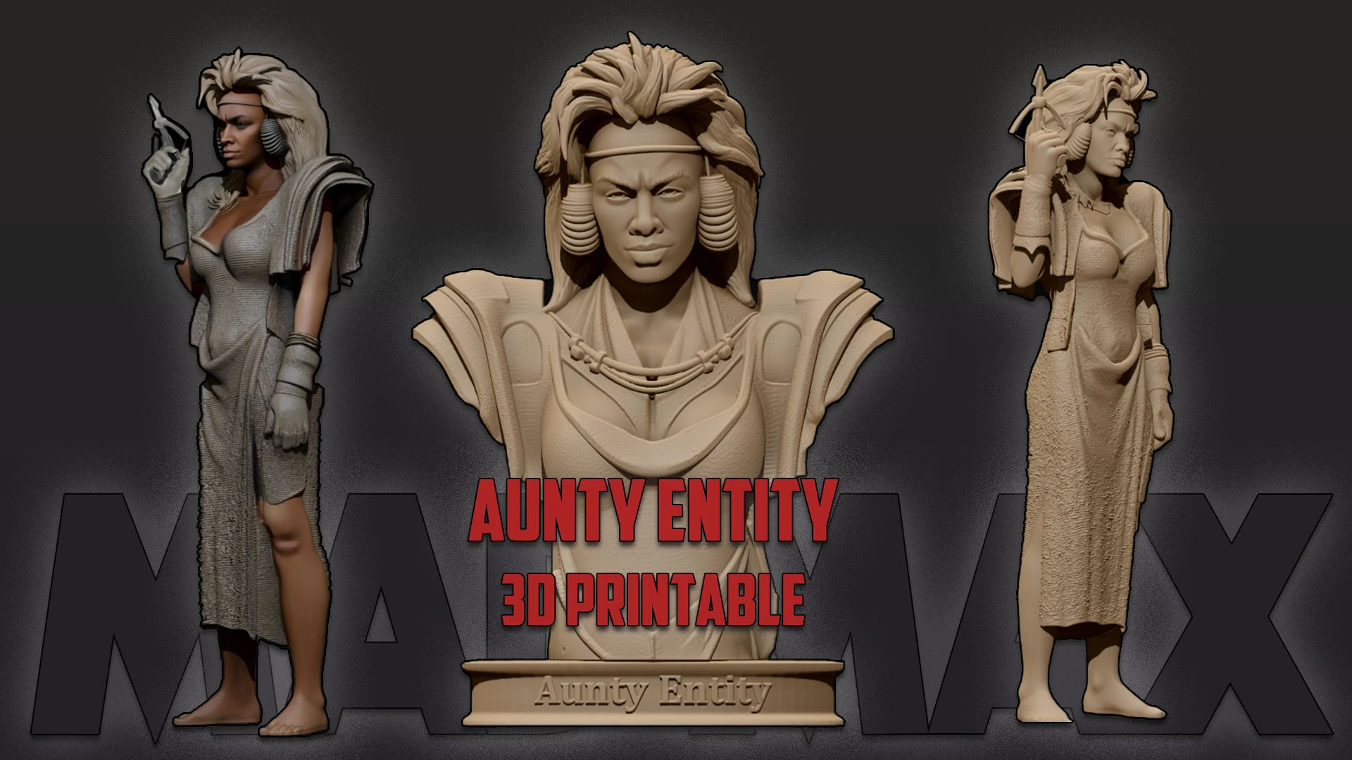 Tina Turner as Aunty Entity Printable 3D Print Model .c4d .max .obj .3ds .fbx .stl .blend 