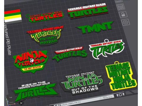 TMNT Keychains All Logo Badges 1984 2023 Printable v2 3D Print Model