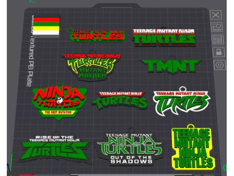 TMNT Keychains All Logo Badges 1984 2023 Printable v2 3D Print Model
