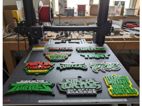 TMNT Keychains All Logo Badges 1984 2023 Printable v2 3D Print Model