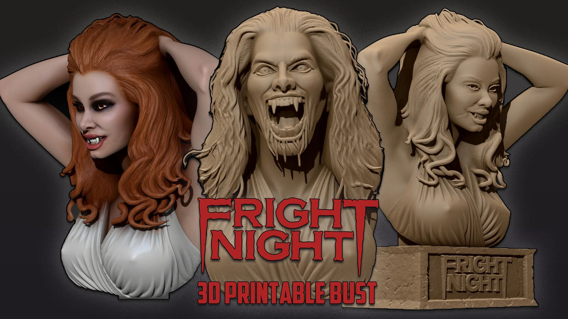 Fright Night 1985 Amy Peterson Vampire Bust 3D Printable 3D Print Model .c4d .max .obj .3ds .fbx .stl .blend