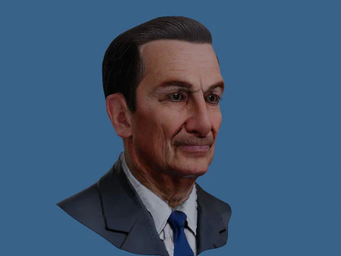 Walt Disney Real-Time Renderable Bust Fan Art 3D Model