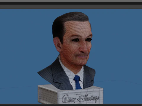 Walt Disney Real-Time Renderable Bust Fan Art 3D Model