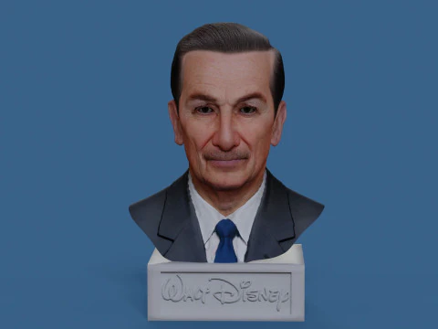 Walt Disney Real-Time Renderable Bust Fan Art 3D Model