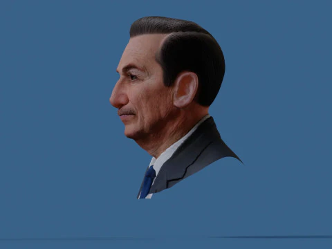 Walt Disney Real-Time Renderable Bust Fan Art 3D Model