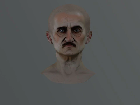 Edgar Allan Poe Renderable Bust PBR 3D Model