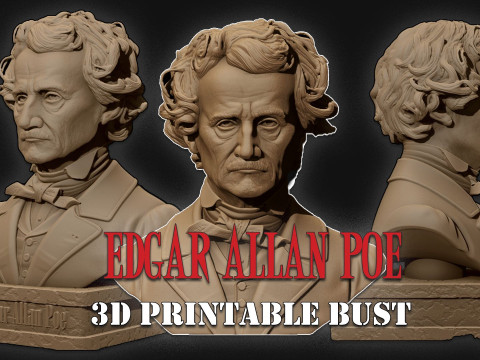 Edgar Allan Poe afdrukbare buste 3D printmodel