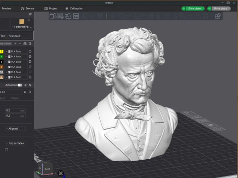 Edgar Allan Poe Printable Bust 3D Print Model