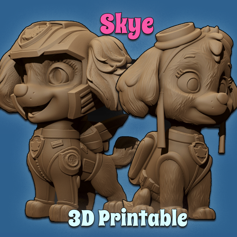 Paw Patrol Skye Printable 3D Print Model .c4d .max .obj .3ds .fbx .stl .blend 