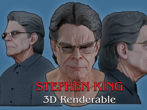 Fan art con busto renderizzabile in tempo reale di Stephen King Modello 3D