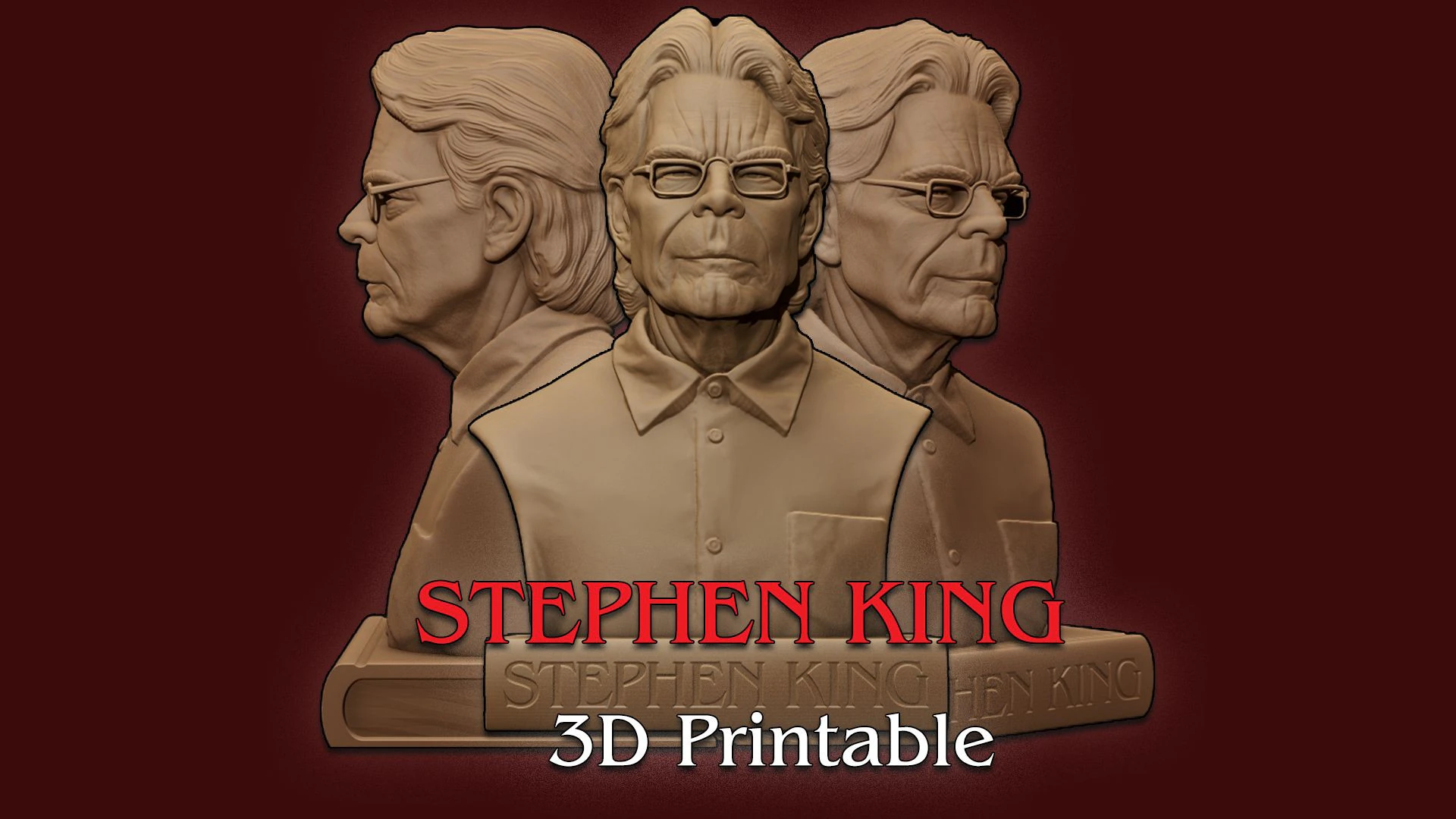 Stephen King Bust 3D Printable Model 3D Print Model .c4d .max .obj .3ds .fbx .stl .blend