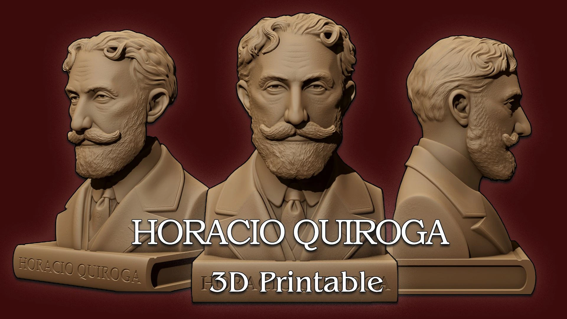HORACIO QUIROGA bust 3D Printable Model 3D Print Model .c4d .max .obj .3ds .fbx .stl .blend 